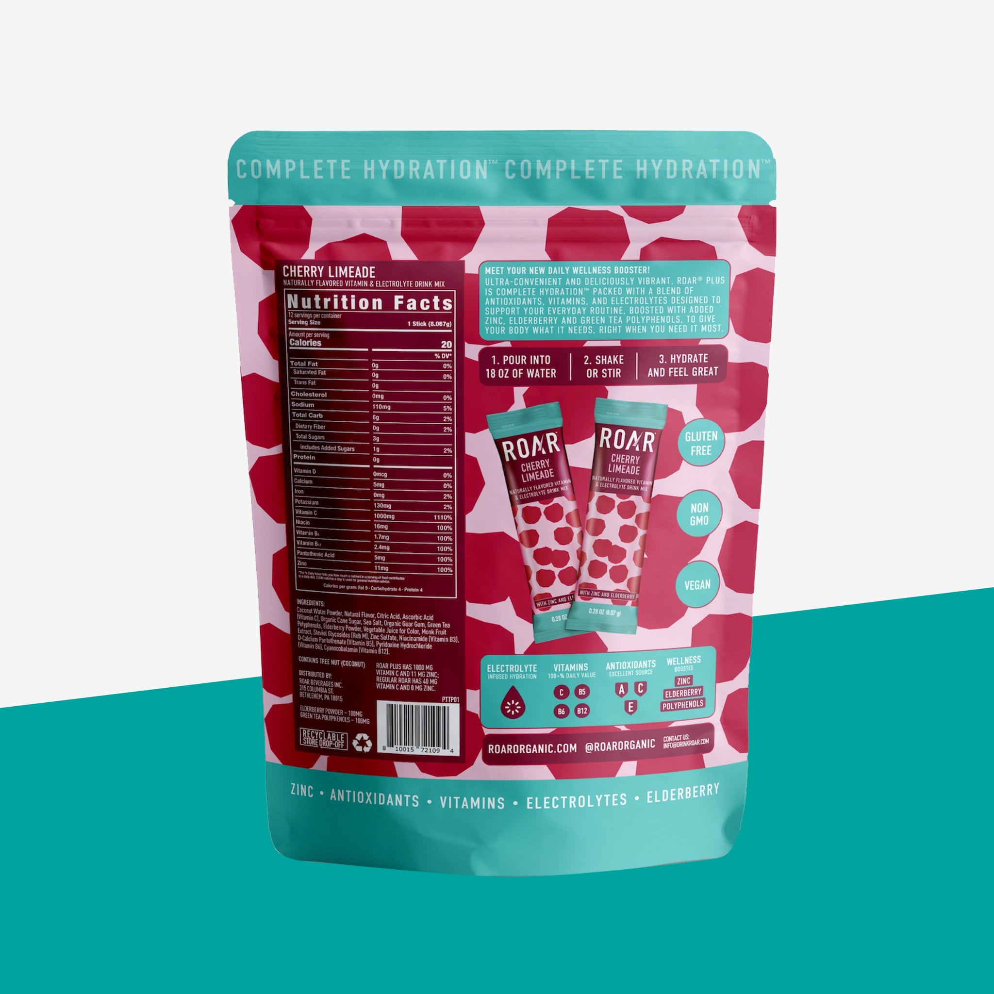 Cherry Limeade Powder (2x12 packs) Roar Organic